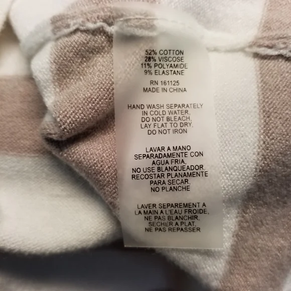 Vita Milano taupe and white stripes long sleeved sweater S - Picture 2 of 6